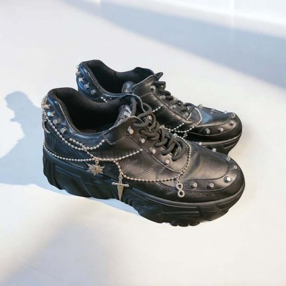 Dolls Kill Black Studded Platform Sneakers